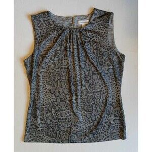 Calvin Klein Pullover Top Sleeveless Blouse Gray Animal Print Shirt M NWT